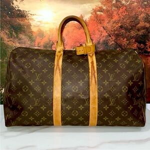 Authentic Louis Vuitton Monogram KeepAll 50 Duffel